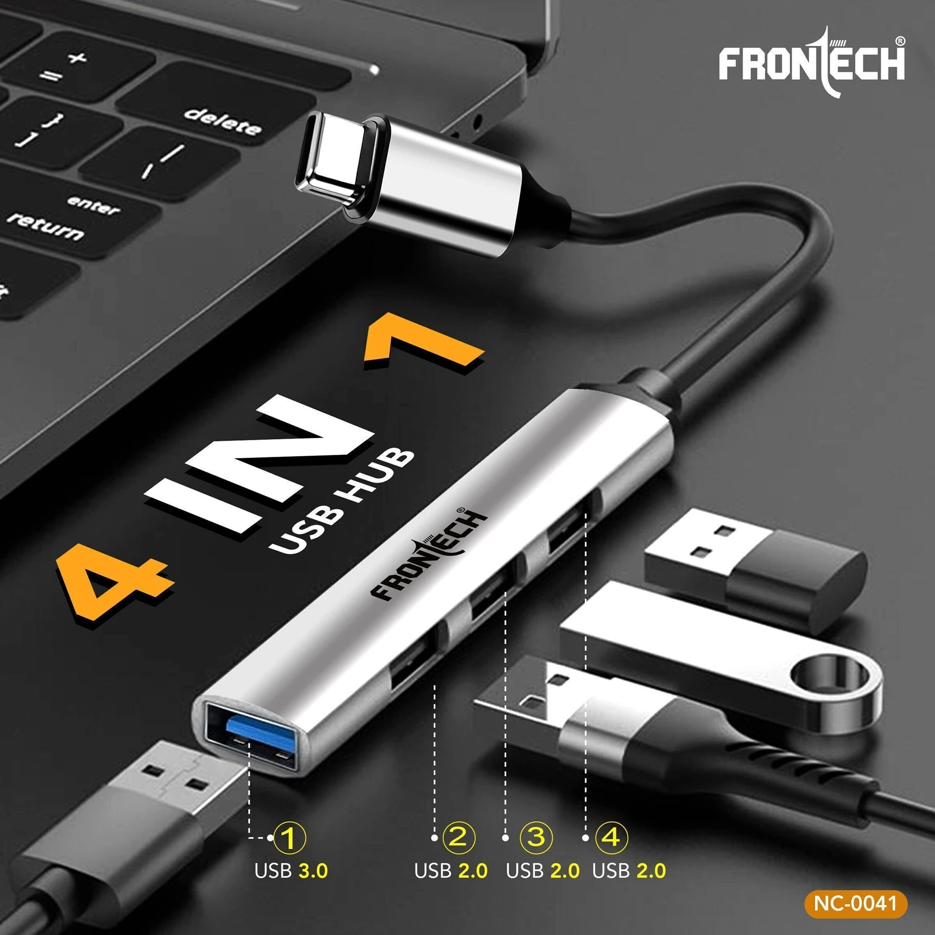 4-in-1 Cable 1.5 m - NC-0041 Type-C USB Hub