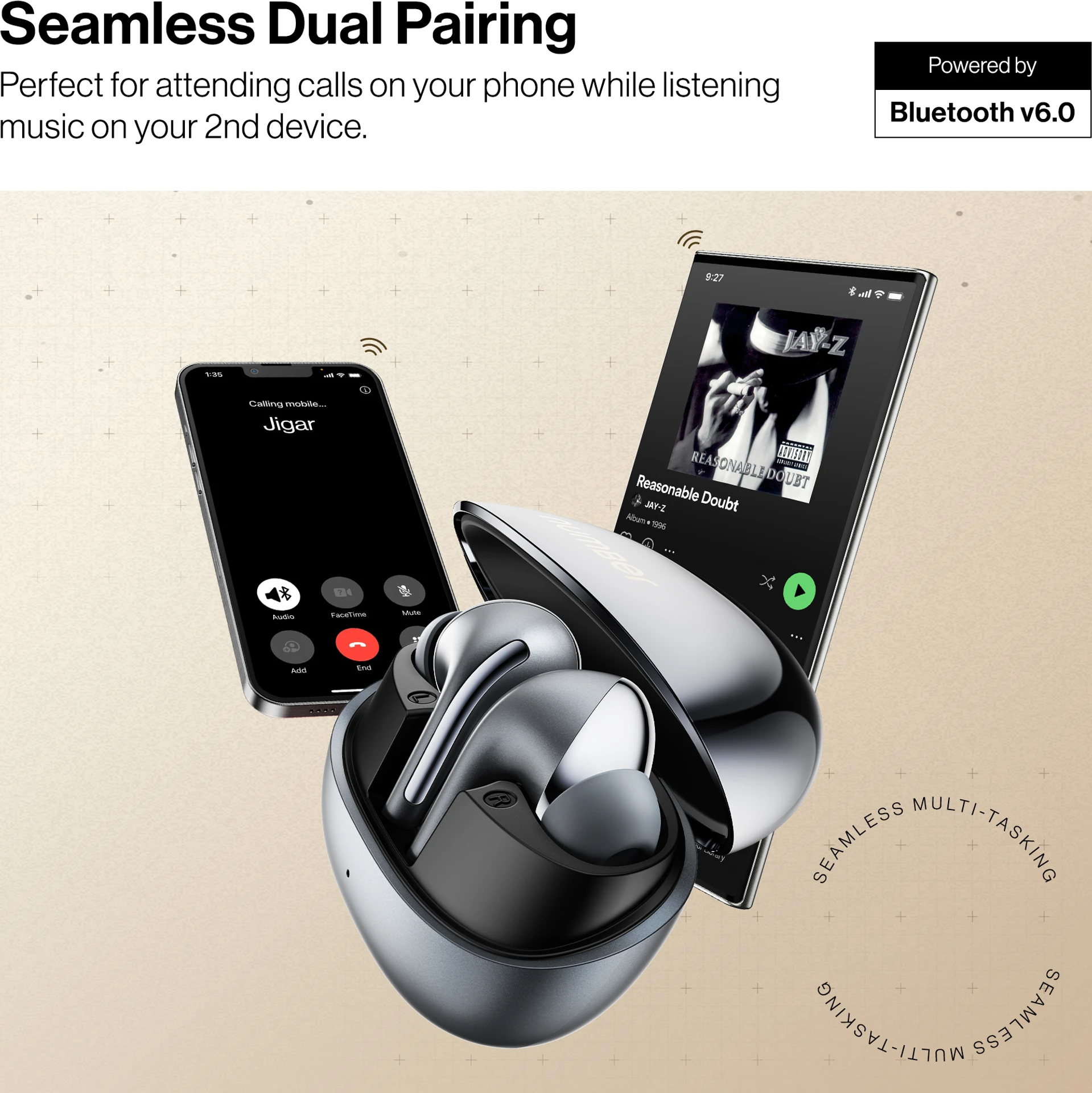 Low Latency Bluetooth Headset (Cyber Grey, True Wireless)