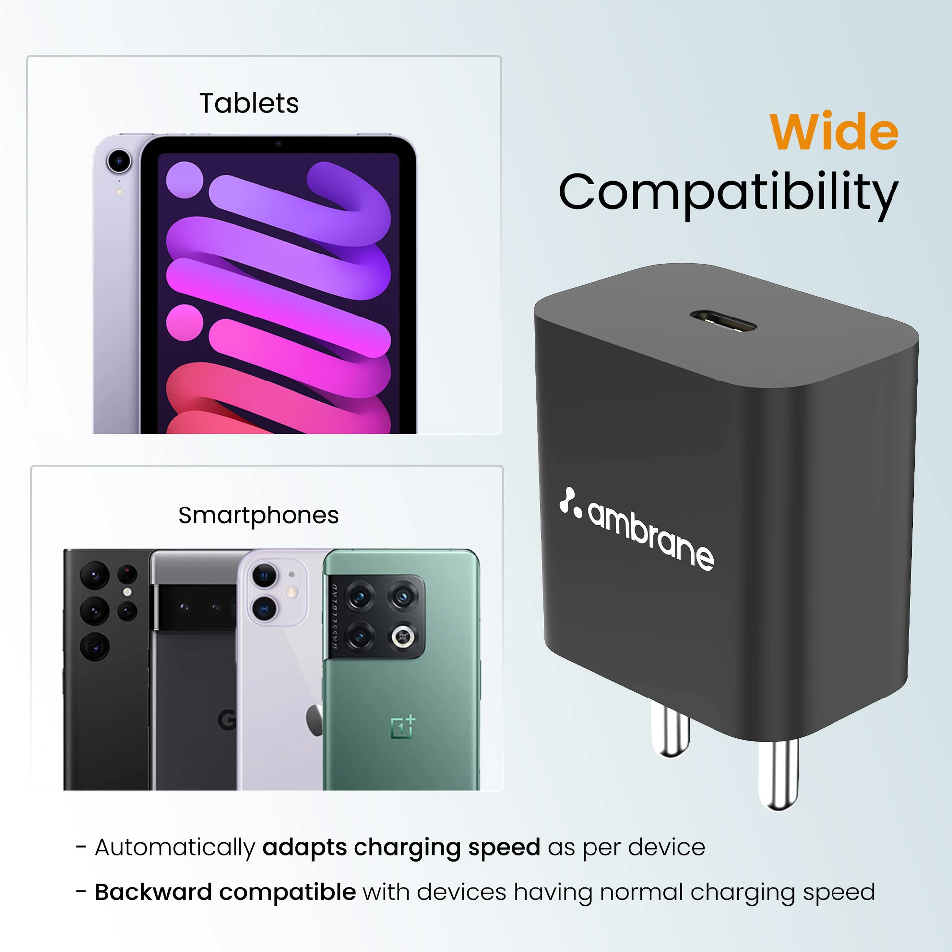 Wall Charger for Mobile with Detachable Cable (Black, Cable Included)