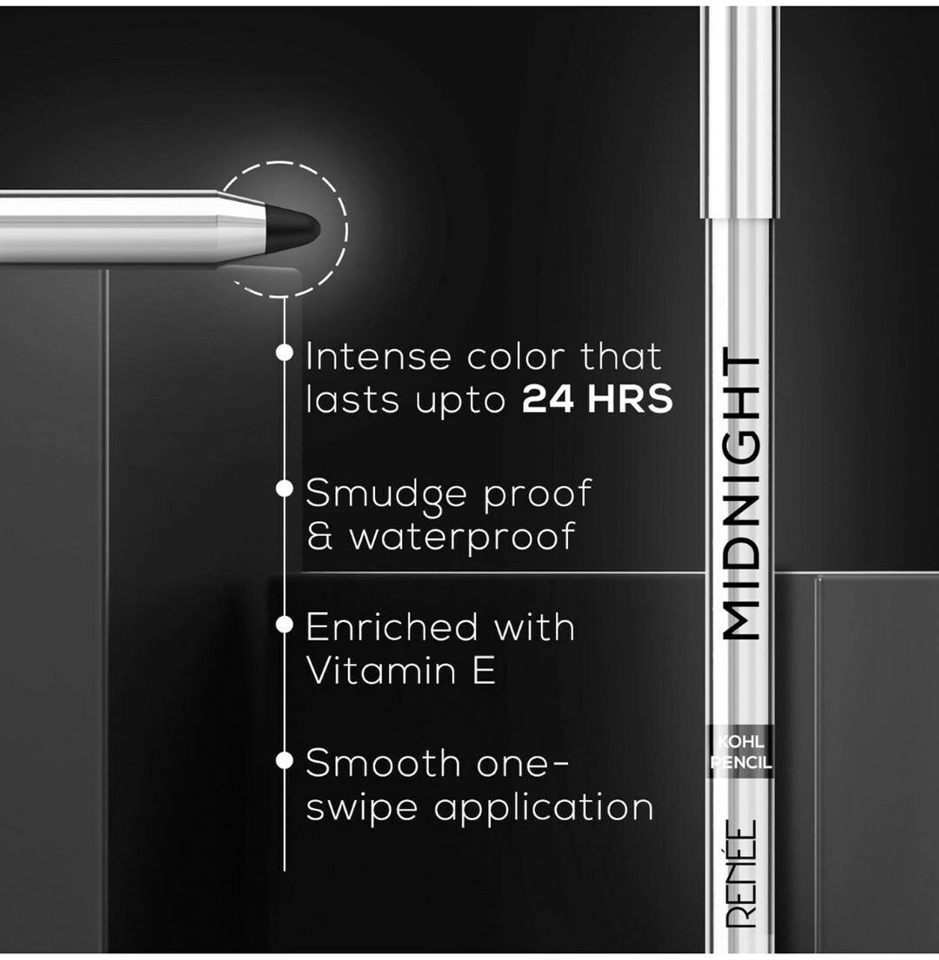 Renee Midnight Kohl Kajal Pencil - Waterproof Smudgeproof