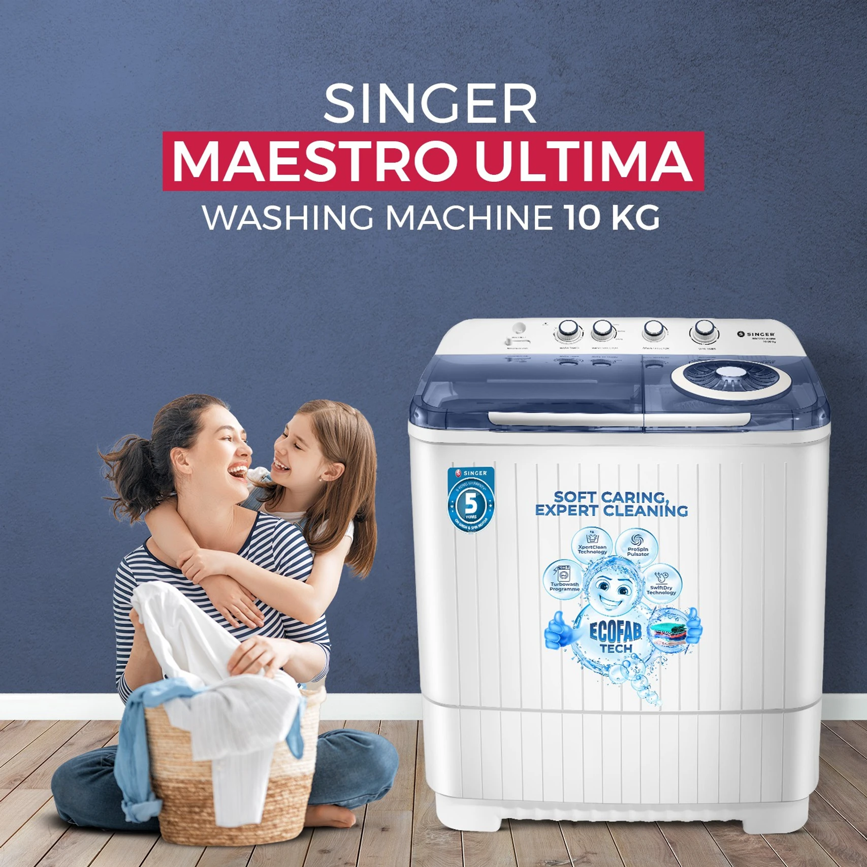 Singer 10 Kg Semi Automatic Top Load Washing Machine e54