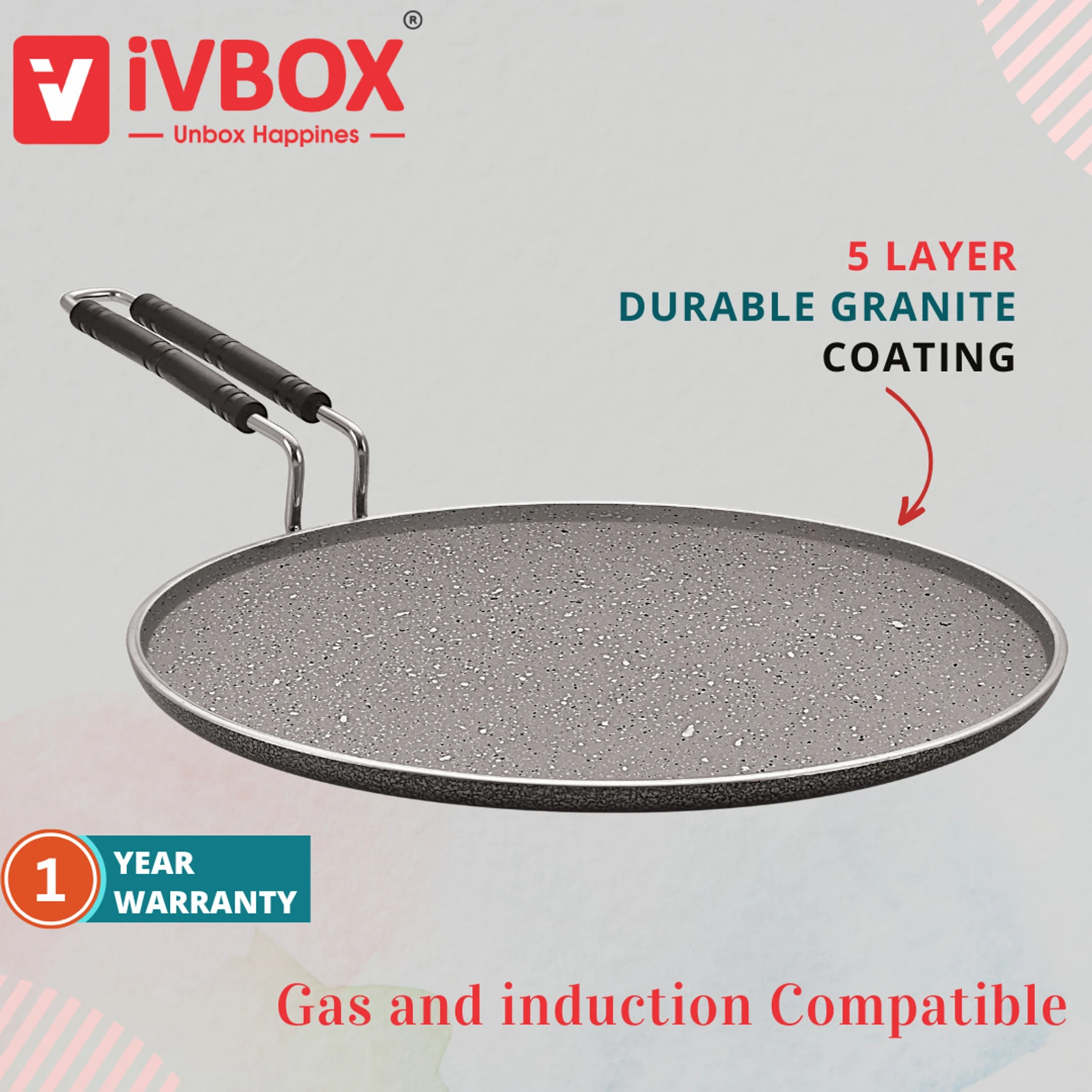 Ivbox Rio Marble Base 300Mm Multi Purpose Tawa h4