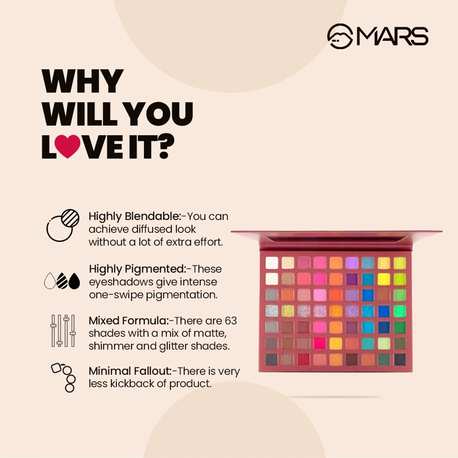 MARS 63 Shade Ultra Pigmented Eyeshadow Palette 63 g