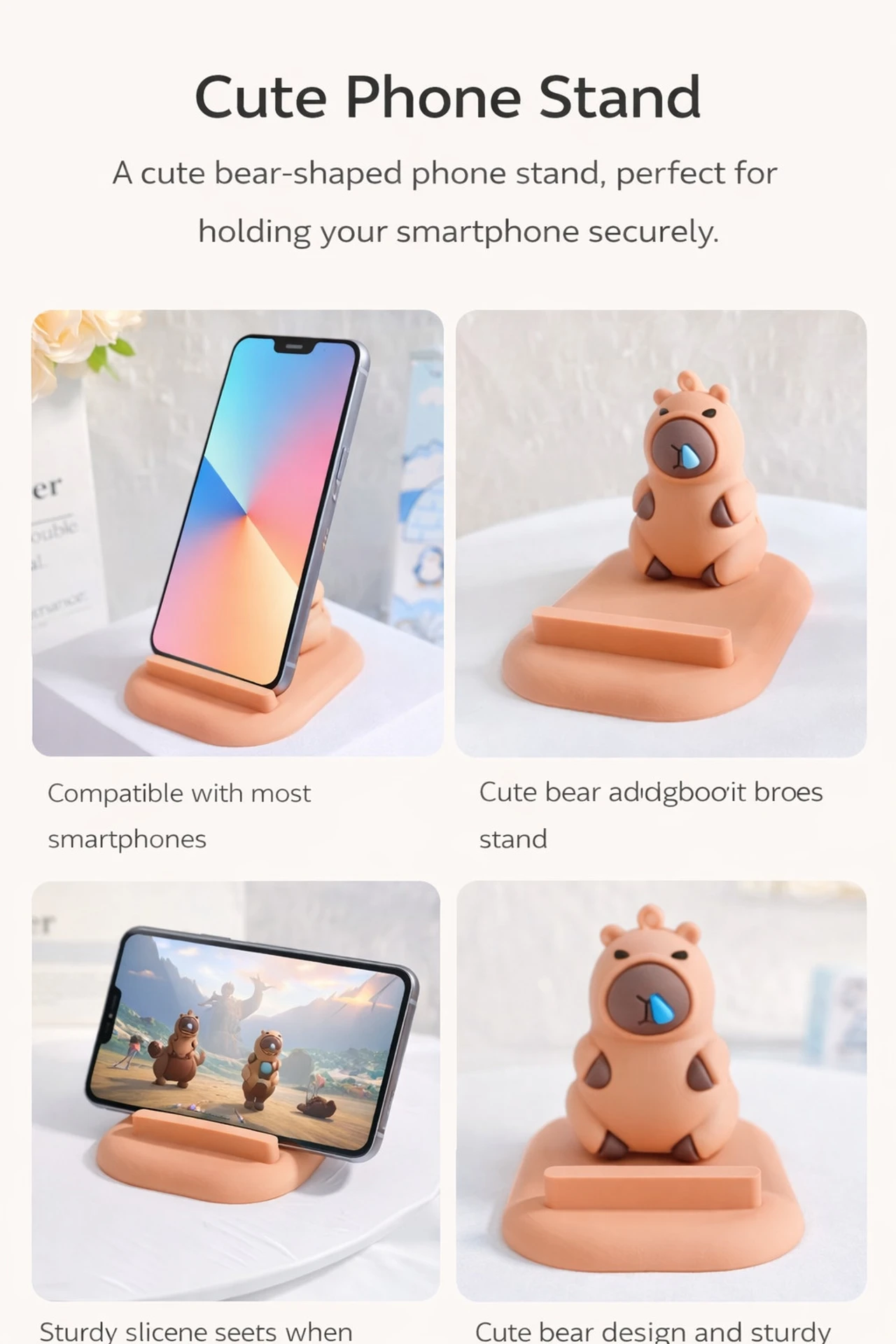 Cute Bear Phone Stand Holder for Desk