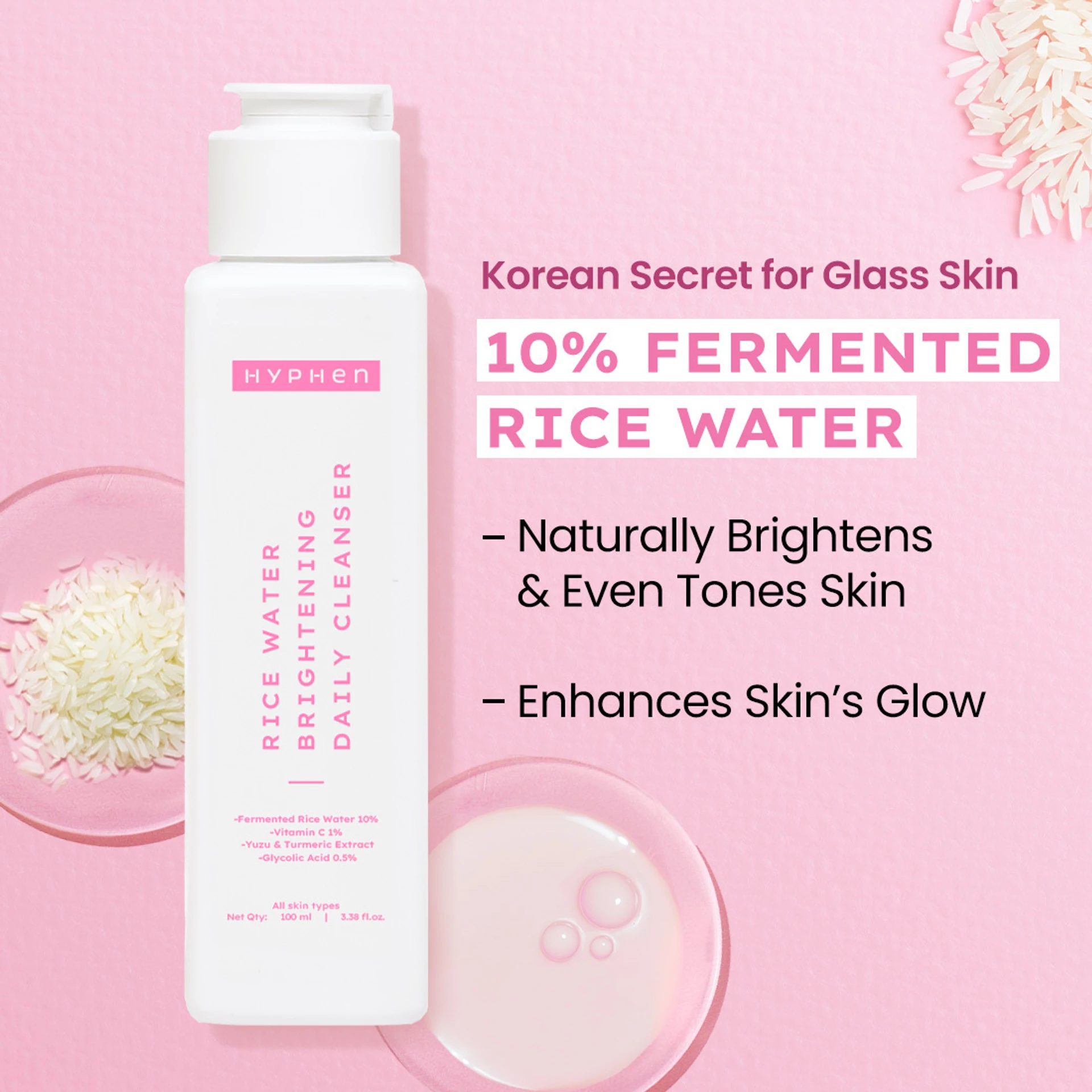 HYPHEN Rice Water Brightening Daily Cleanser Face Wash
