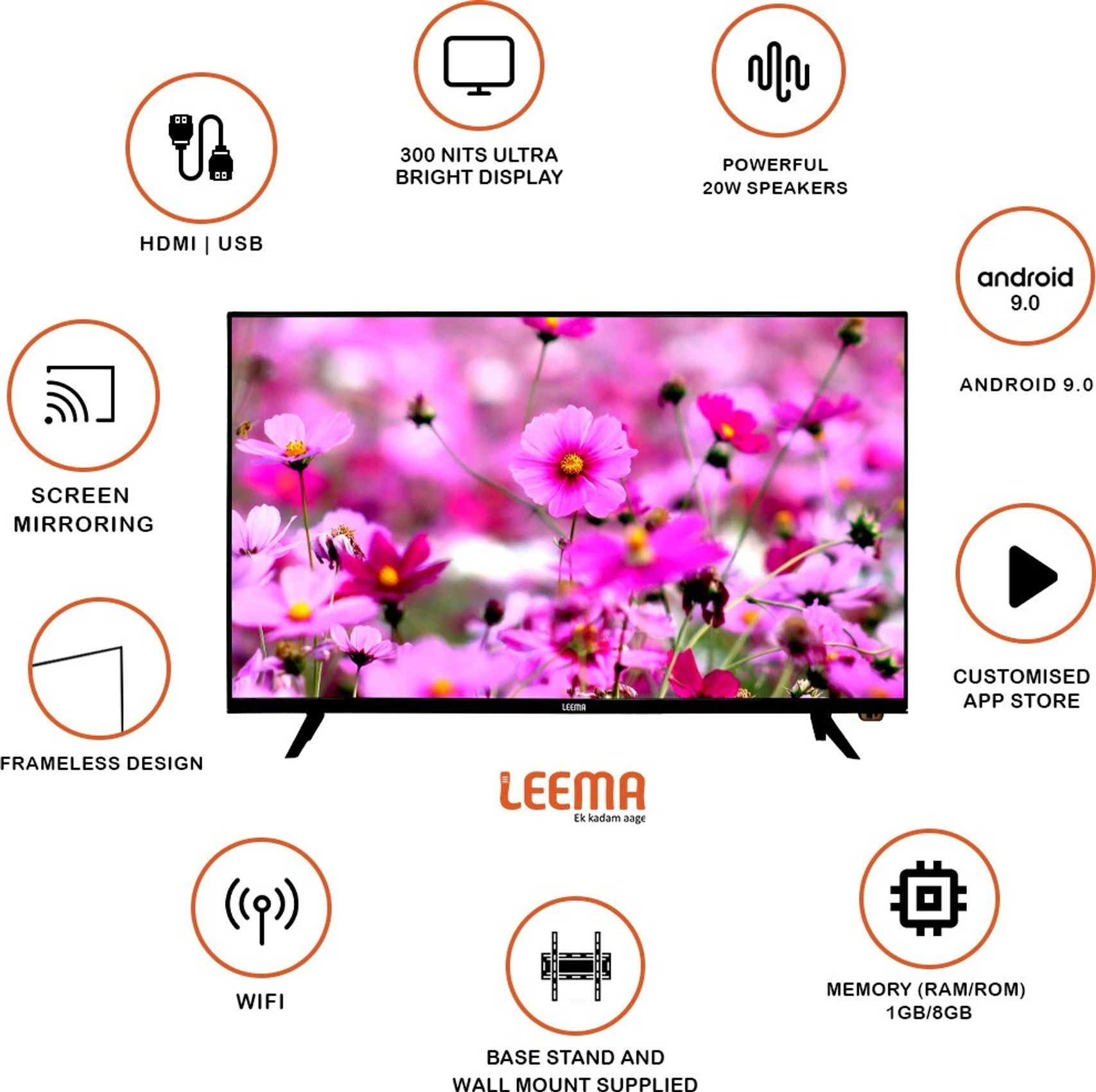 Leema 80 Cm 32 Inch Hd Ready Led Smart Android Tv e4