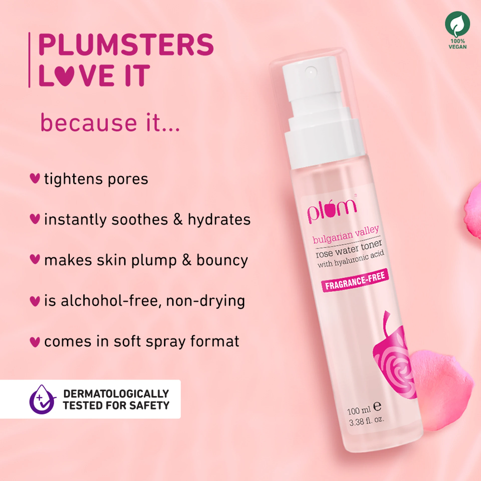 Plum Bulgarian Valley Rose Water & Hyaluronic Acid Hydrating Toner