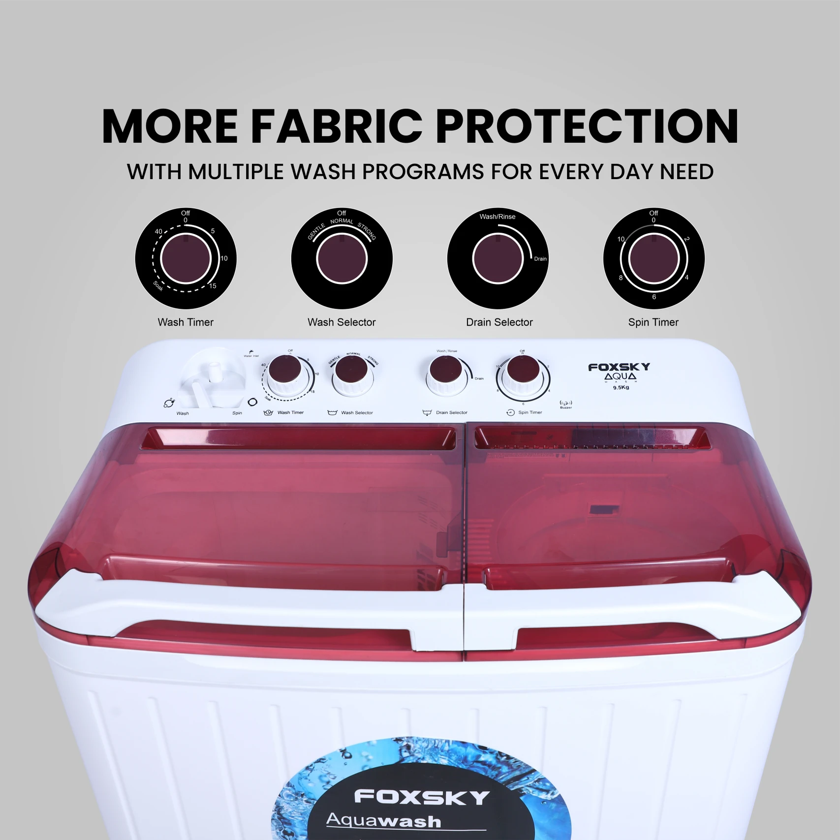 Foxsky 9 5 Kg Semi Automatic Top Load Washing Machine e51