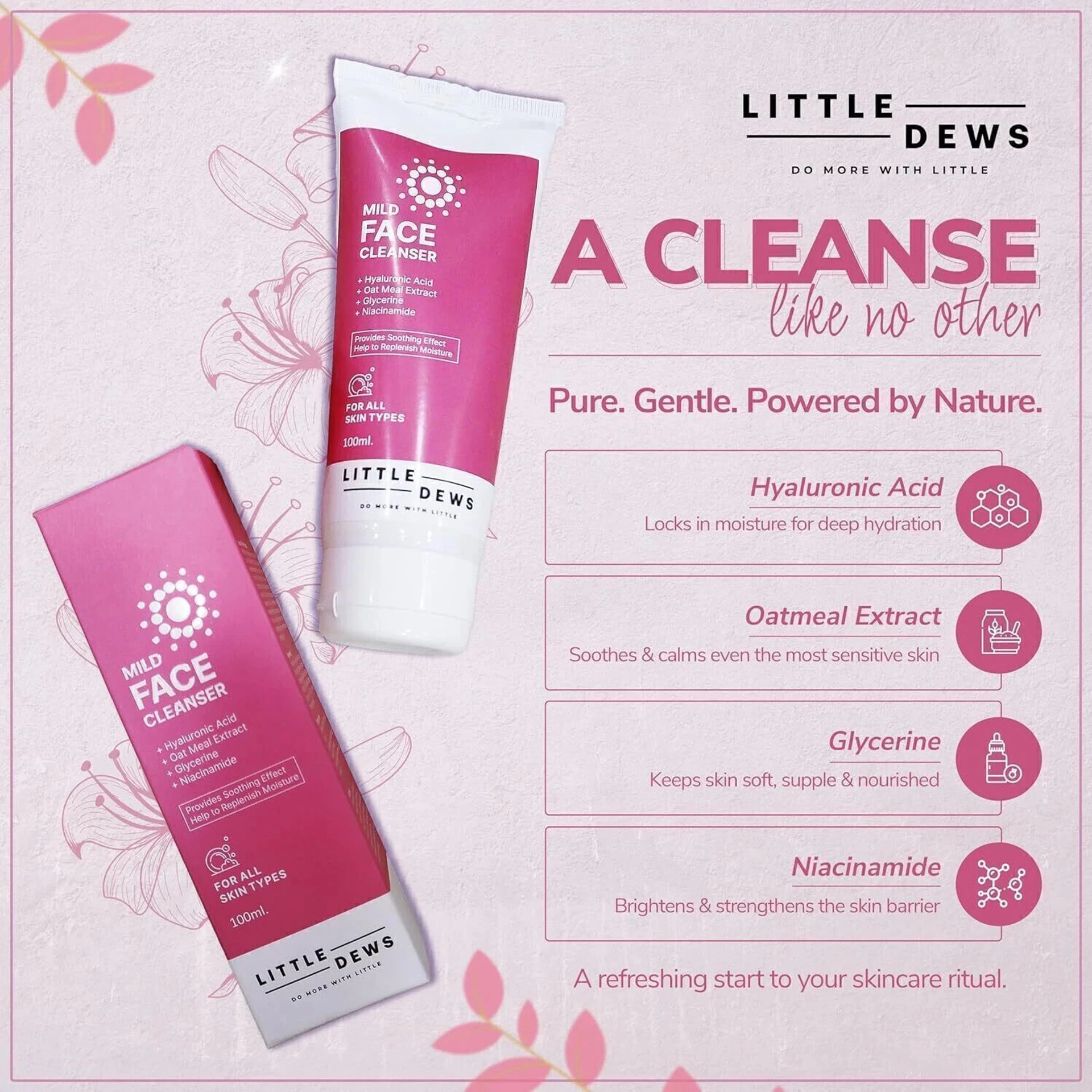 Little Dews Mild Face Cleanser with Hyaluronic Acid & Niacinamide