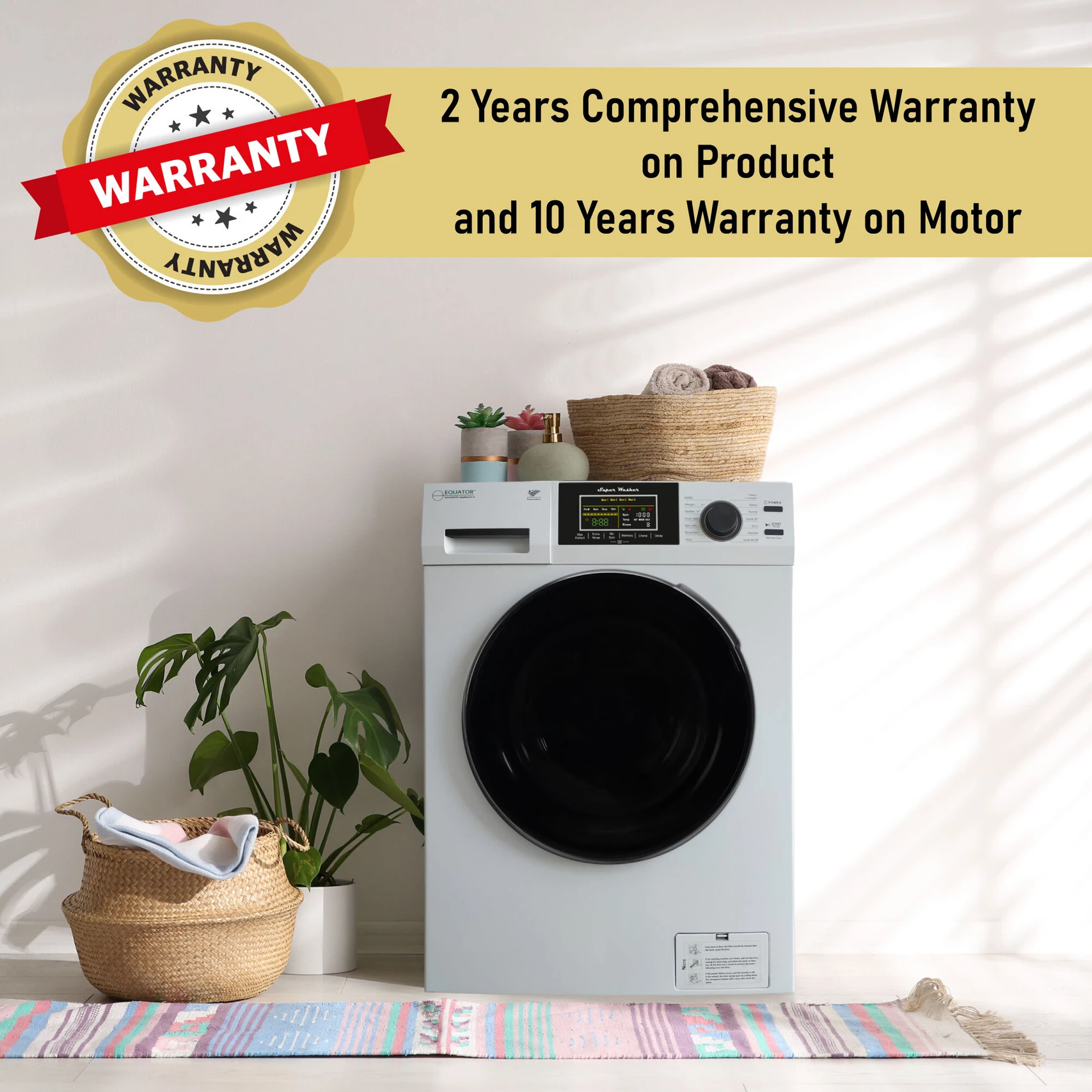 Equator 10 Kg Sanitize Saree Allergen Cycle Fully Automatic Front Load Washing Machine e58