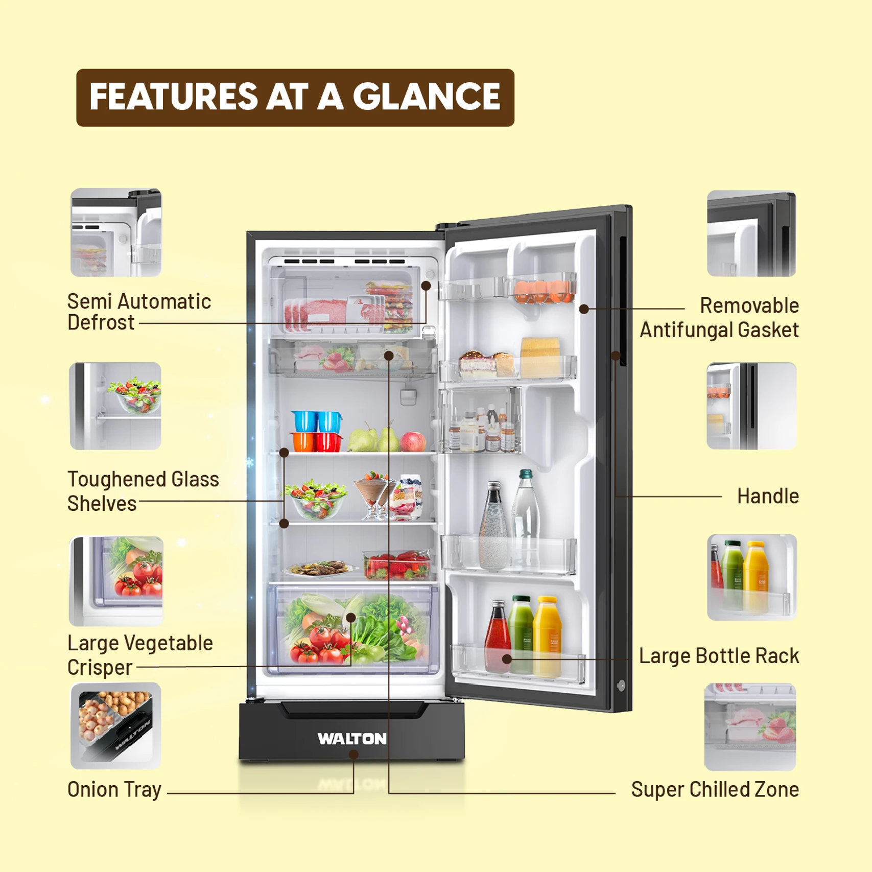 Walton 195 L Direct Cool Single Door 4 Star Refrigerator e50