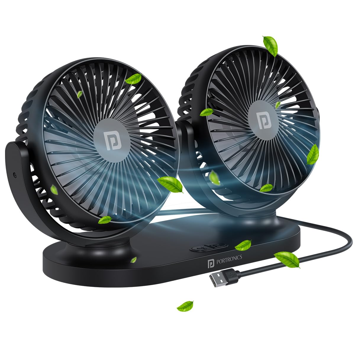 Portronics Twincool Dual Head Portable Usb Powered Fan  e16