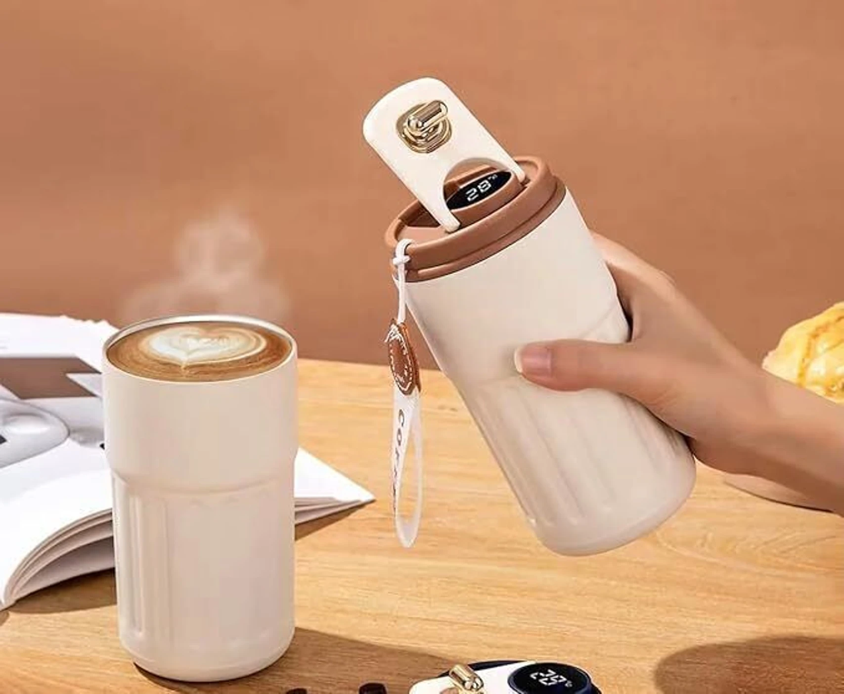 Worldwise Fancy Stainless Steel Smart Temperature Display Coffee Mug h12