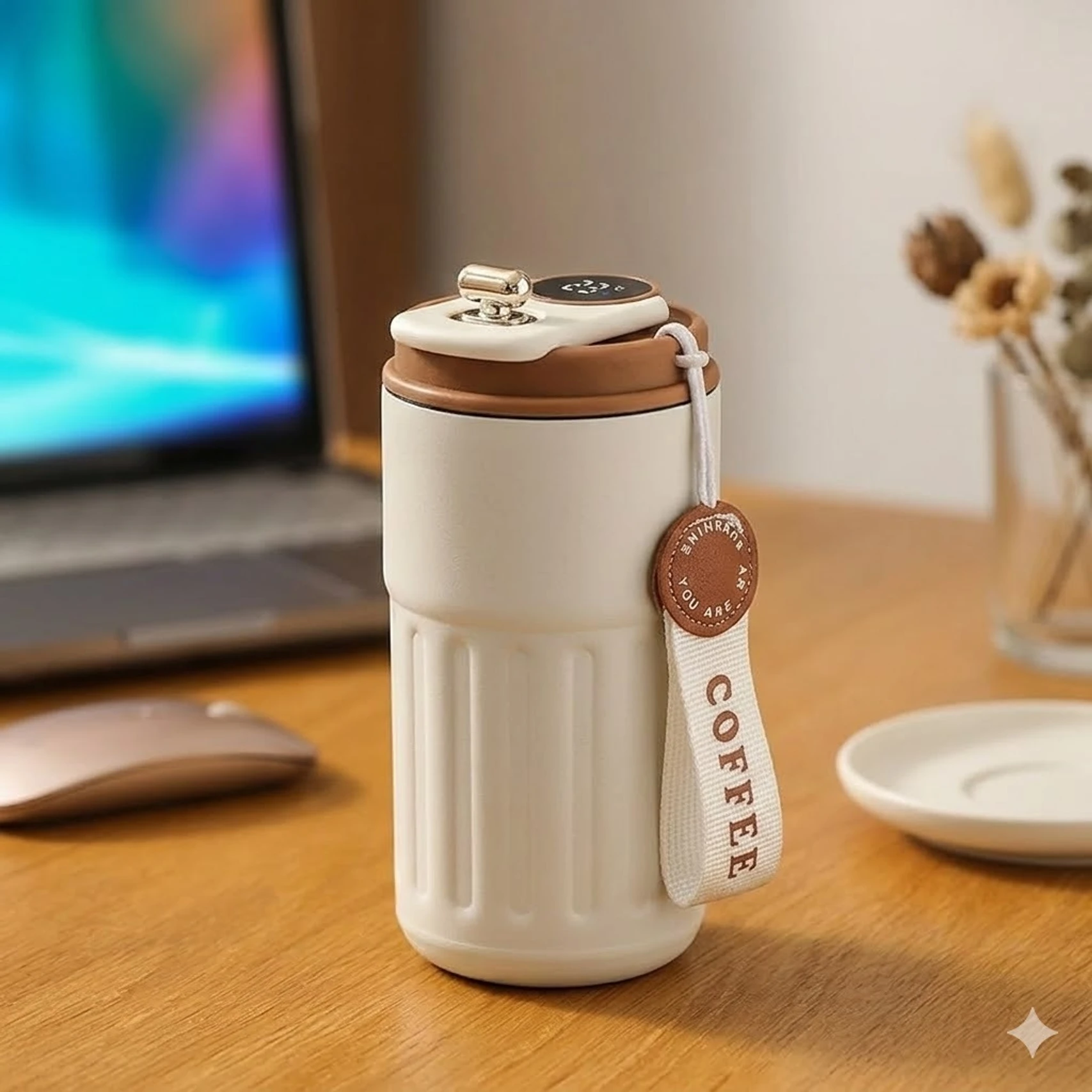 Worldwise Fancy Stainless Steel Smart Temperature Display Coffee Mug h12